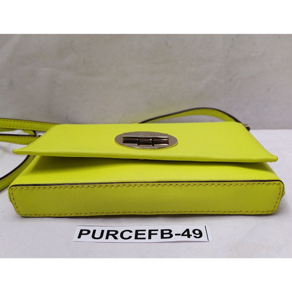 Kate Spade New York Highlighter Yellow Leather Turnlock Crossbody Bag - Picture 7 of 16